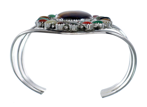 Navajo Sterling Silver Tiger Eye Treasure Cuff Bracelet NX11785